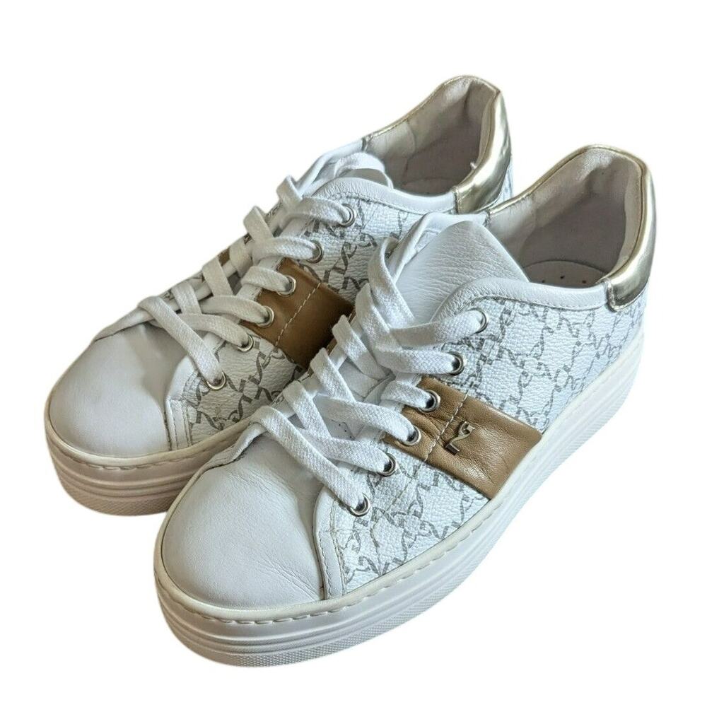 NeroGiardini Leather Logo Skater Womens White Sneakers Size US5.5-6 EU36